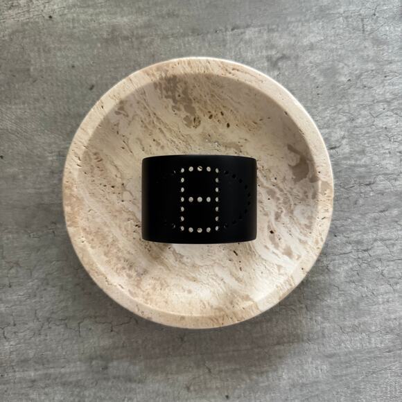 HERMES Evelyne Aluminum Sunset Black Cuff Matte H Logo Bracelet with Box Bag - Picture 3 of 11